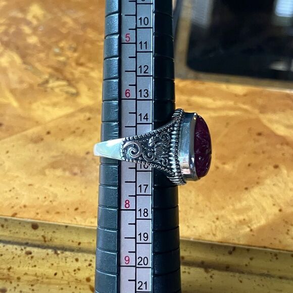 Natural Ruby Sterling Silver Artistic Ring Size 7 - Picture 7 of 8